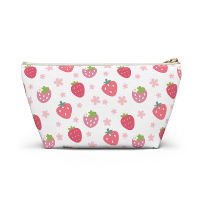 Strawberries and Daisies Accessory Pouch with T - bottom - Bags - Kristine Celestine