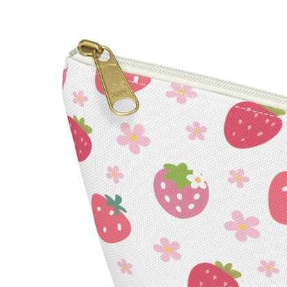 Strawberries and Daisies Accessory Pouch with T - bottom - Bags - Kristine Celestine