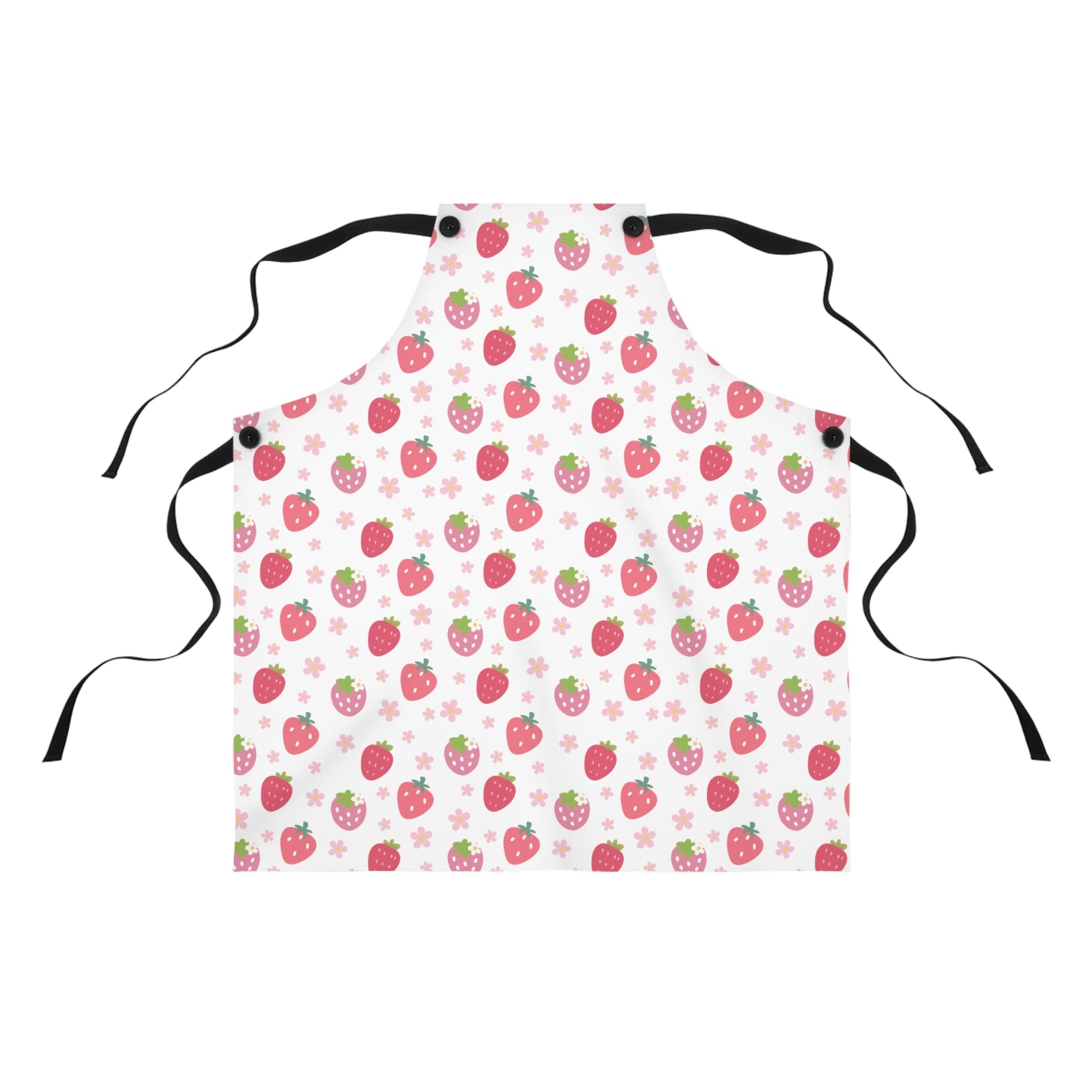 Strawberries and Daisies Apron Baking Apron Cute Cooking Apron Pink and Red Barbecue Grilling BBQ Craft Apron Daisy Flowers - Apron - Kristine Celestine