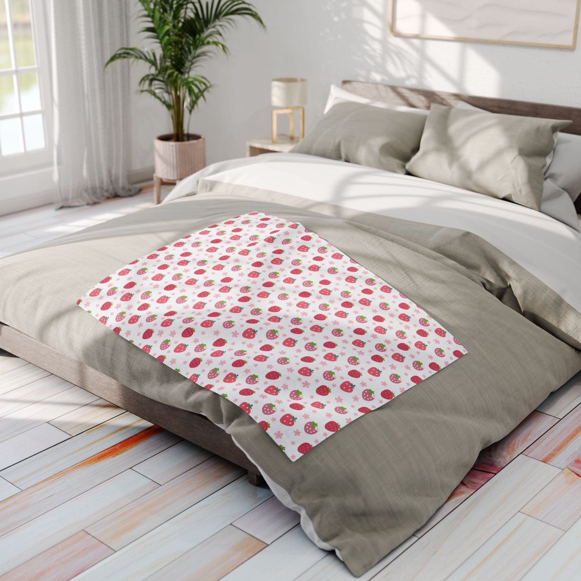 Strawberries and Daisies Arctic Fleece Blanket - Blanket - Kristine Celestine