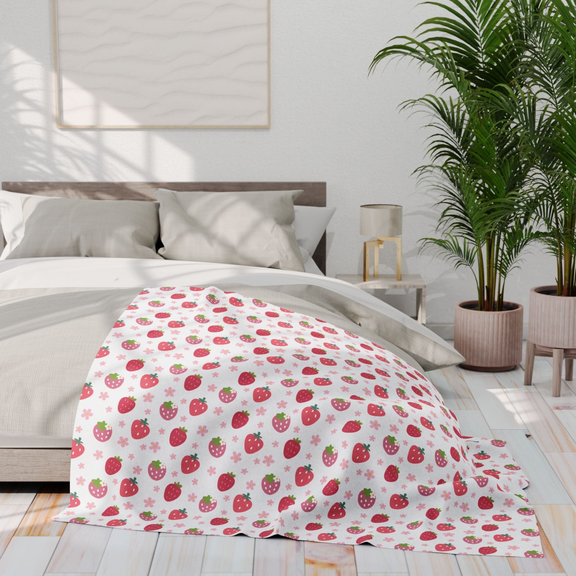 Strawberries and Daisies Arctic Fleece Blanket - Blanket - Kristine Celestine