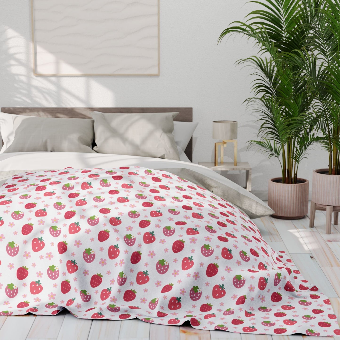 Strawberries and Daisies Arctic Fleece Blanket - Blanket - Kristine Celestine