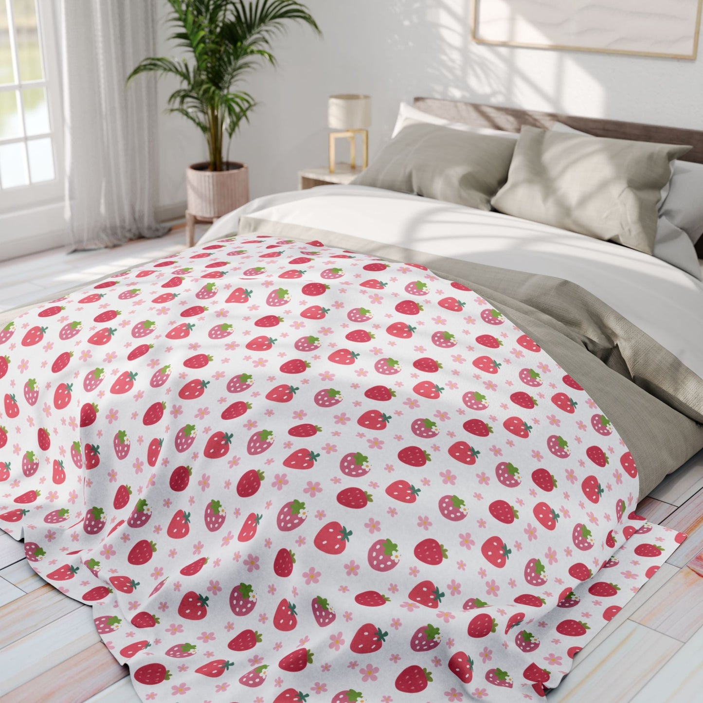 Strawberries and Daisies Arctic Fleece Blanket - Blanket - Kristine Celestine