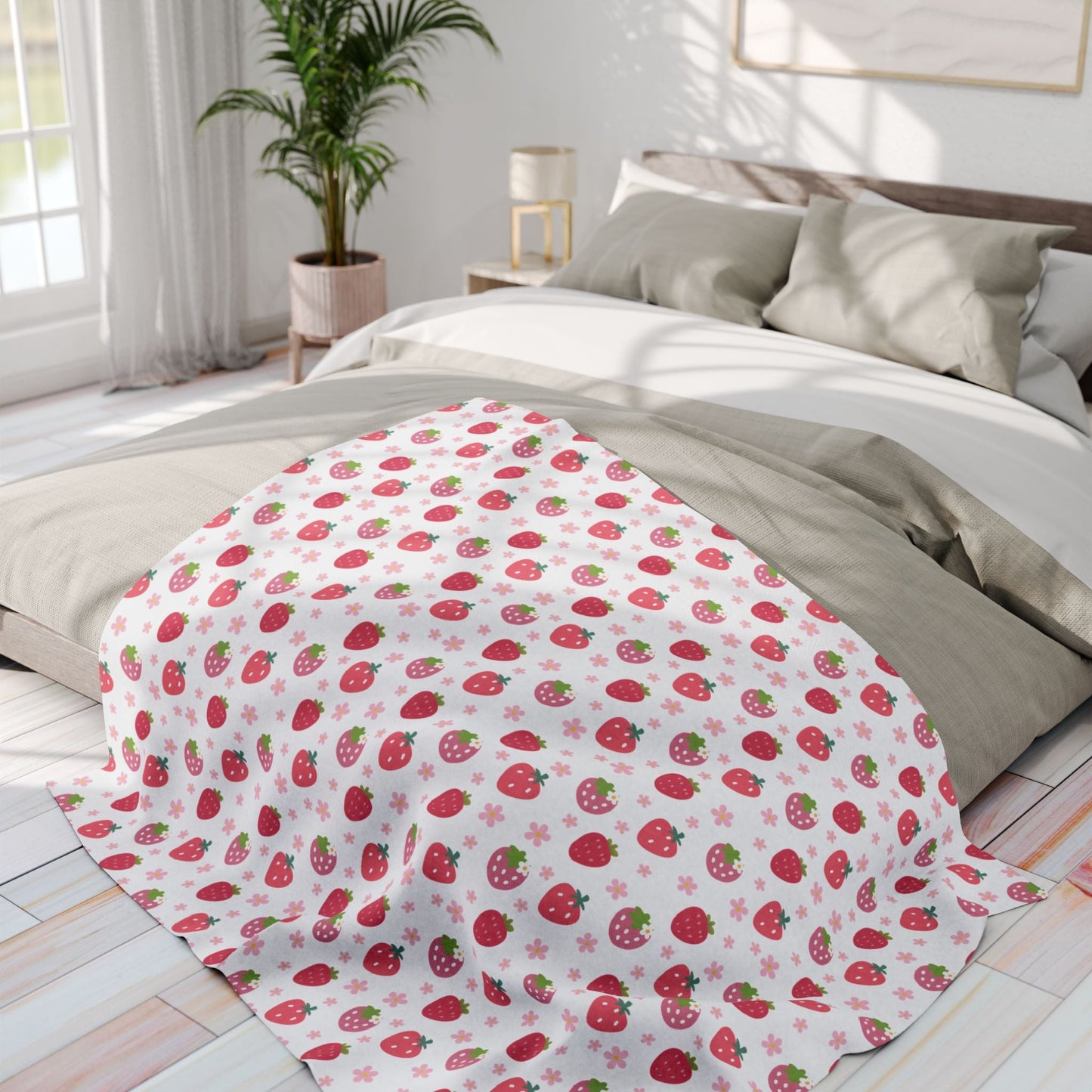 Strawberries and Daisies Arctic Fleece Blanket - Blanket - Kristine Celestine