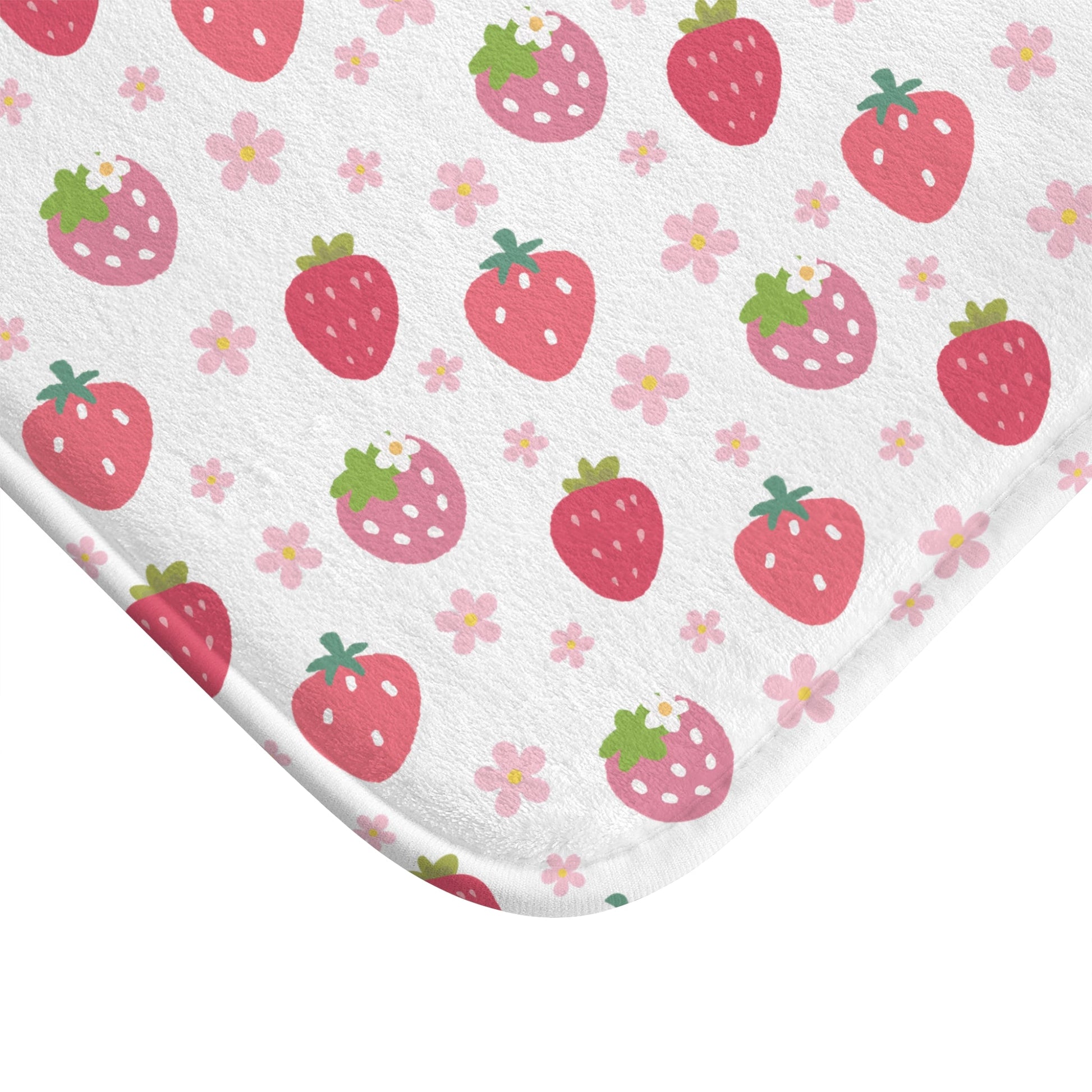 Strawberries and Daisies Bath Mat - Bath Mat - Kristine Celestine