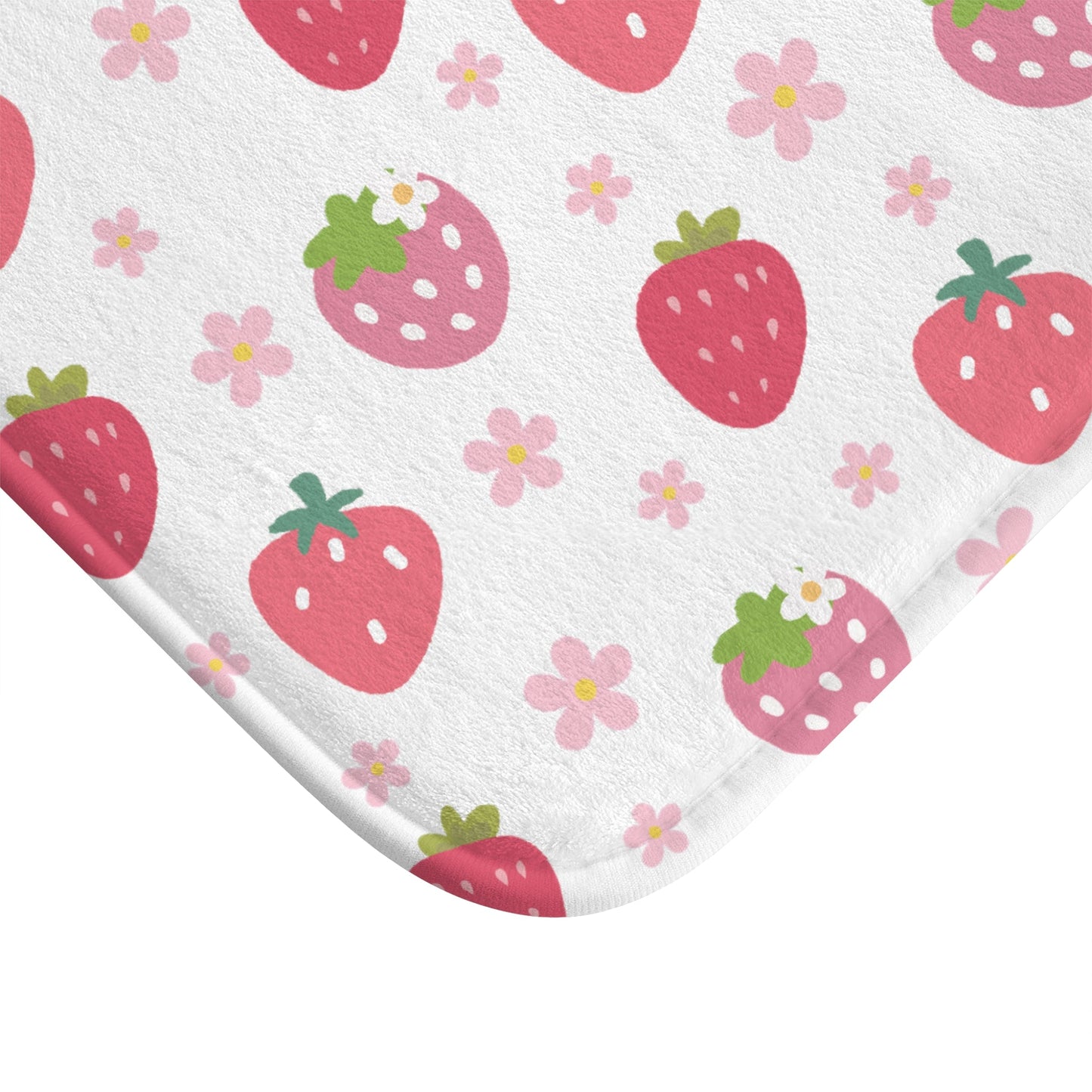 Strawberries and Daisies Bath Mat - Bath Mat - Kristine Celestine