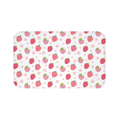 Strawberries and Daisies Bath Mat - Bath Mat - Kristine Celestine