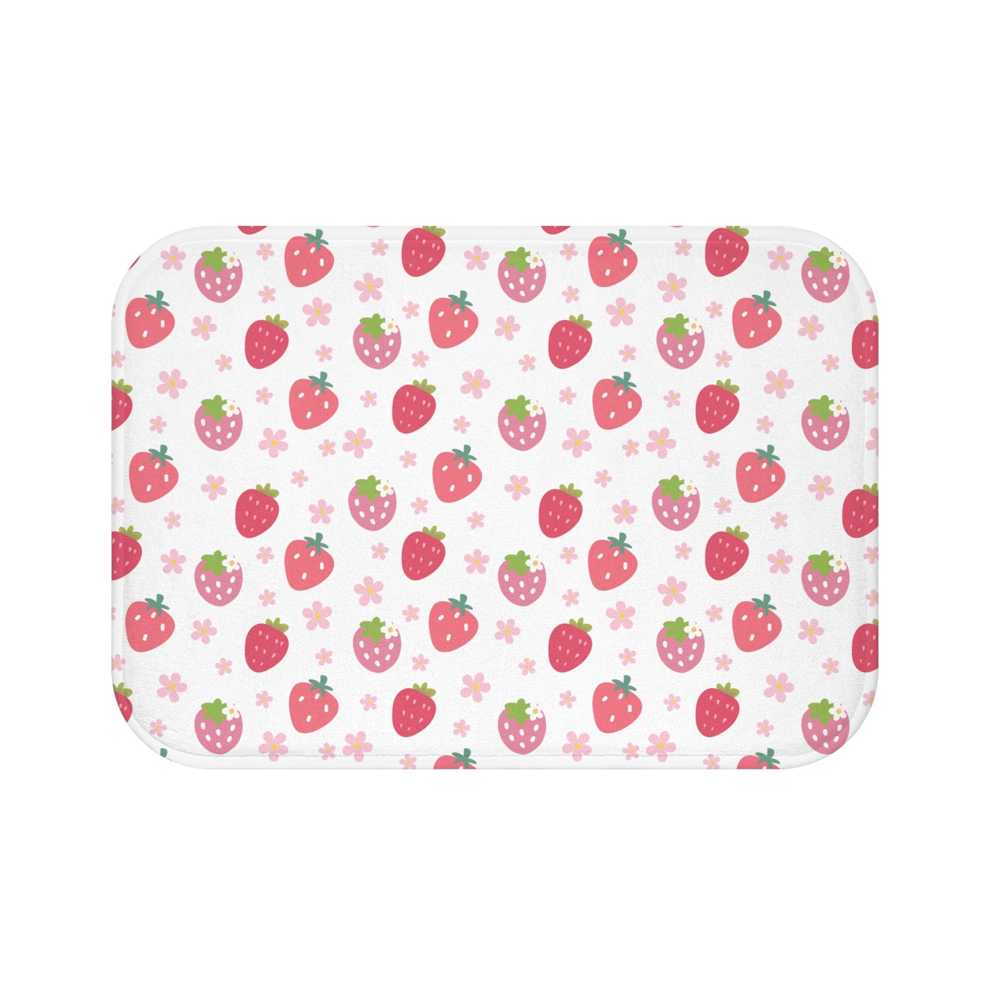 Strawberries and Daisies Bath Mat - Bath Mat - Kristine Celestine