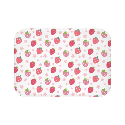 Strawberries and Daisies Bath Mat - Bath Mat - Kristine Celestine