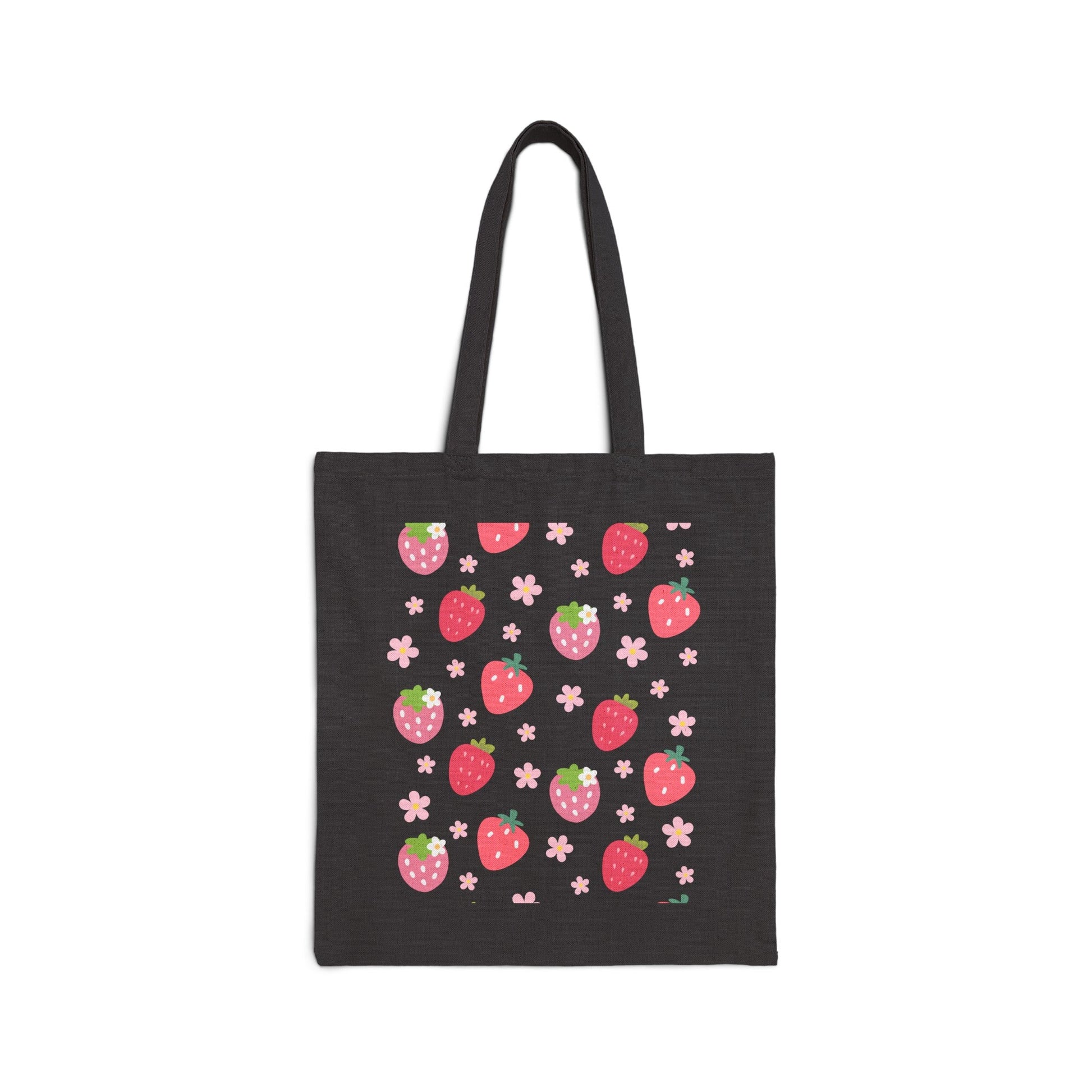 Strawberries and Daisies Cotton Canvas Tote Bag - Bags - Kristine Celestine