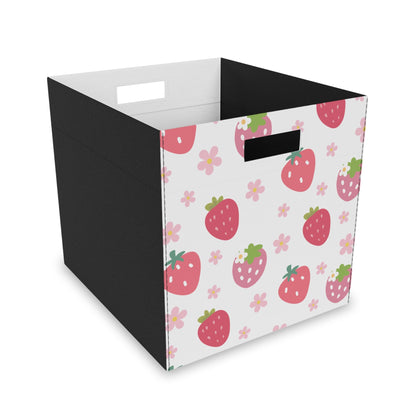 Strawberries and Daisies Felt Storage Box - Storage Box - Kristine Celestine