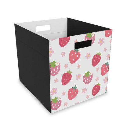 Strawberries and Daisies Felt Storage Box - Storage Box - Kristine Celestine