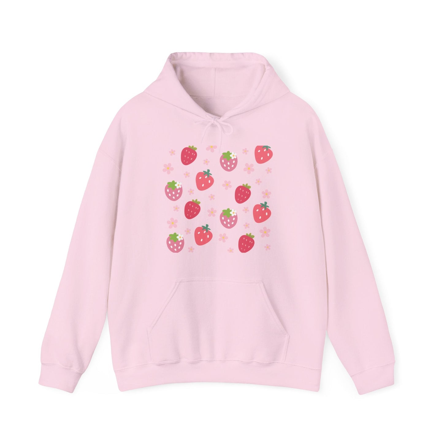 Strawberries and Daisies Hoodie Cute Strawberry Fruit Hooded Sweatshirt Pink and Red Strawberry Daisy - Hoodie - Kristine Celestine