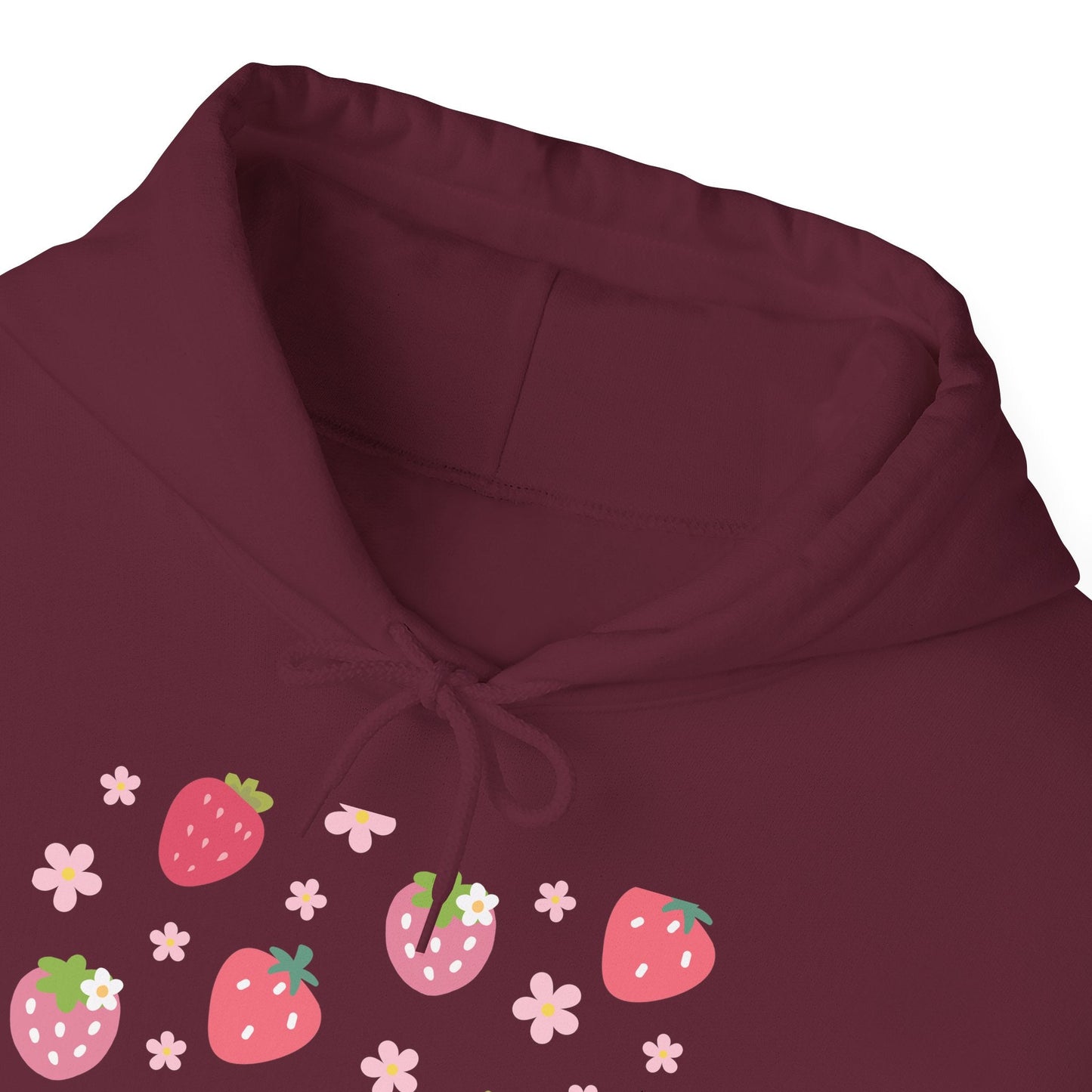 Strawberries and Daisies Hoodie Cute Strawberry Fruit Hooded Sweatshirt Pink and Red Strawberry Daisy - Hoodie - Kristine Celestine