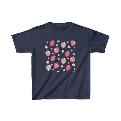 Strawberries and Daisies Kids Cotton Tee Cute Strawberry Childrens Shirt Casual Pink and Red Fruit TShirt - Kids clothes - Kristine Celestine