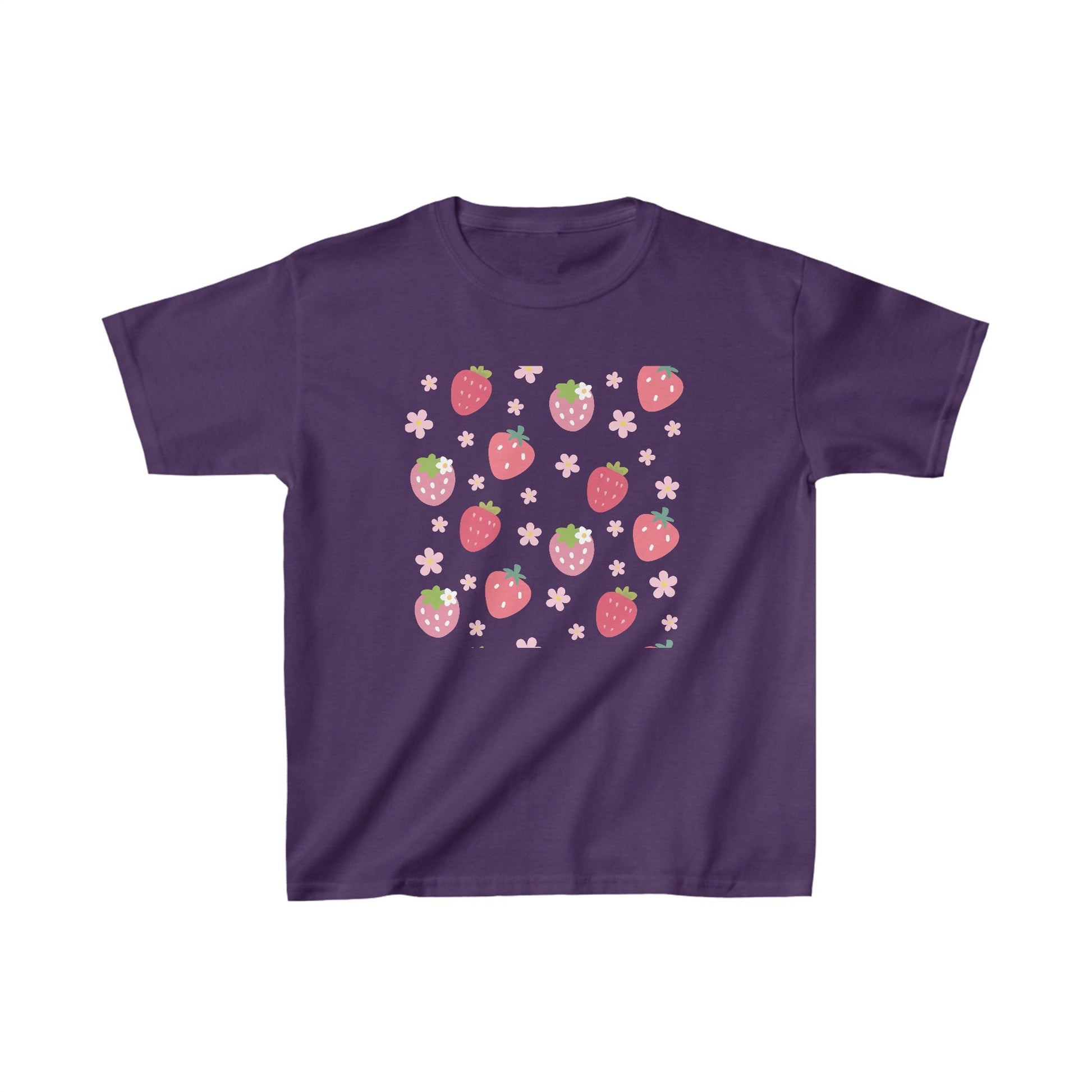 Strawberries and Daisies Kids Cotton Tee Cute Strawberry Childrens Shirt Casual Pink and Red Fruit TShirt - Kids clothes - Kristine Celestine