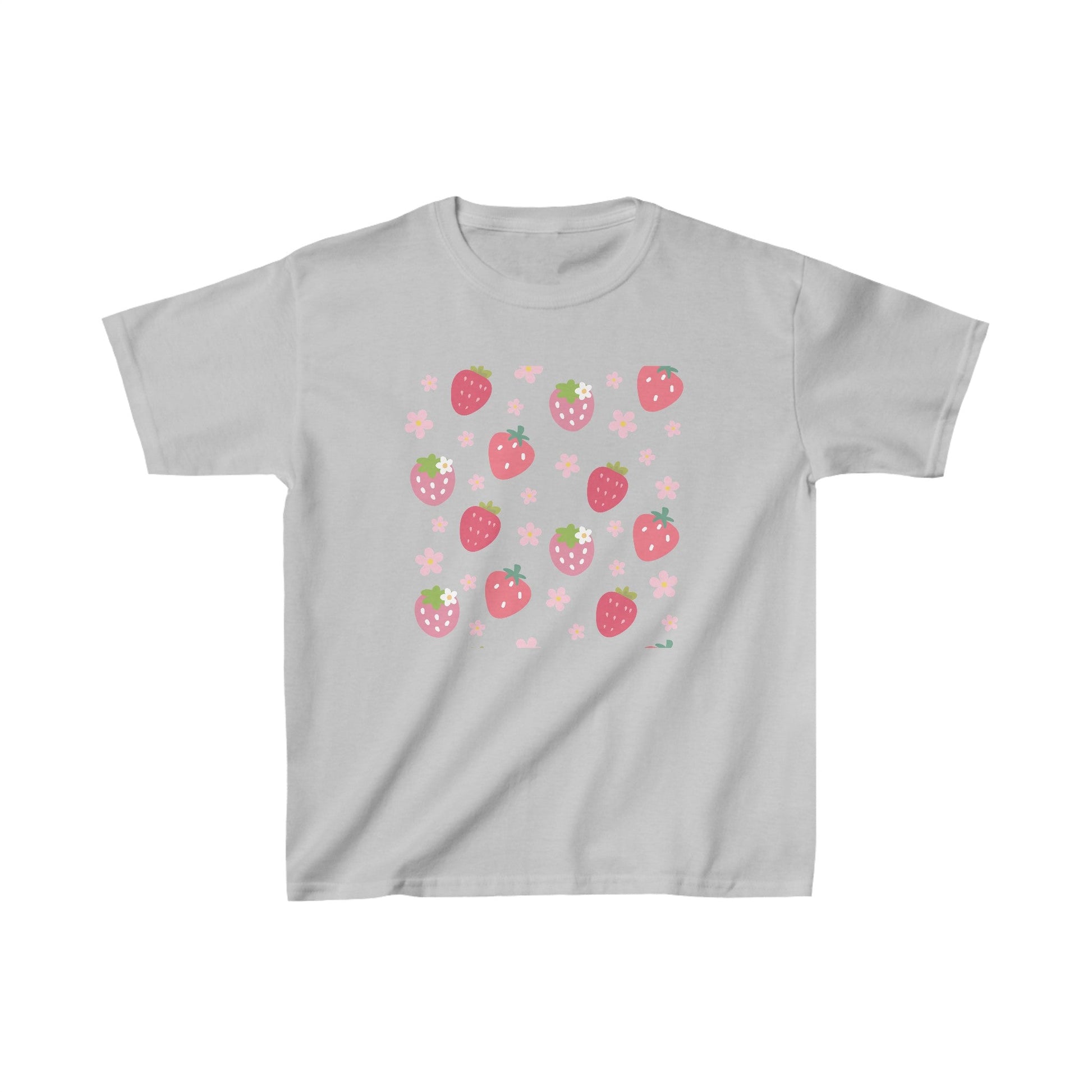 Strawberries and Daisies Kids Cotton Tee Cute Strawberry Childrens Shirt Casual Pink and Red Fruit TShirt - Kids clothes - Kristine Celestine