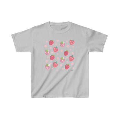 Strawberries and Daisies Kids Cotton Tee Cute Strawberry Childrens Shirt Casual Pink and Red Fruit TShirt - Kids clothes - Kristine Celestine