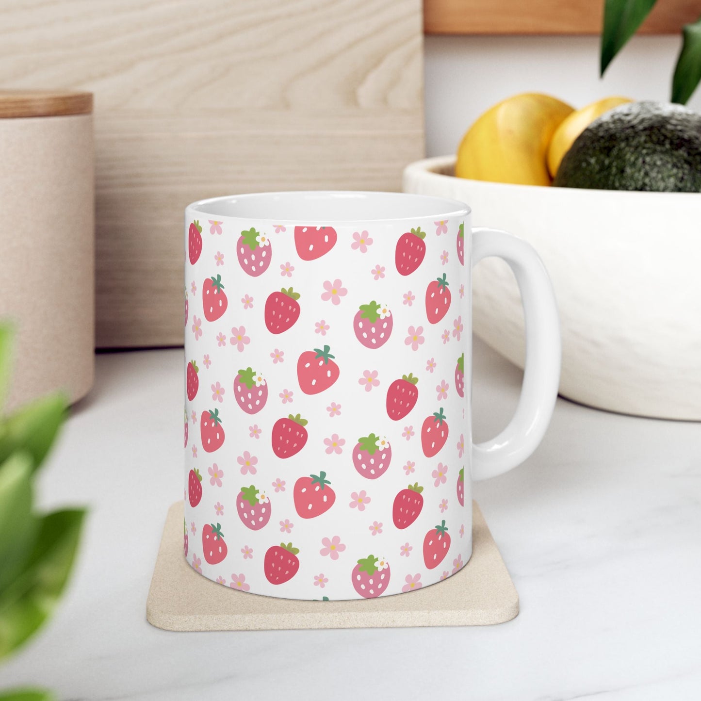 Strawberries and Daisies Mug - Mug - Kristine Celestine