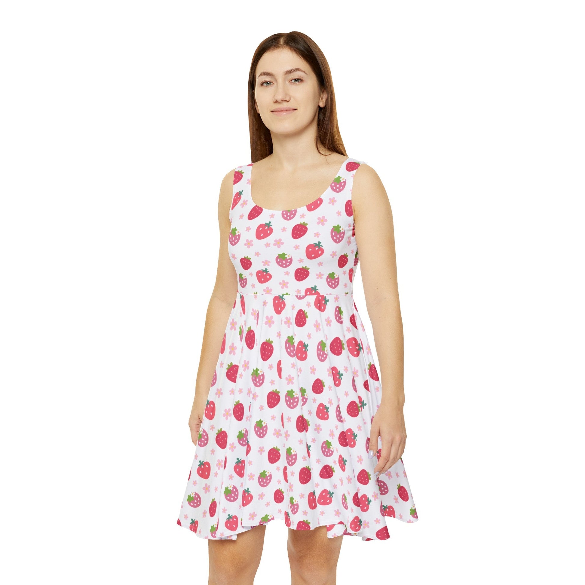 Strawberries and Daisies Women's Skater Dress - Dress - Kristine Celestine