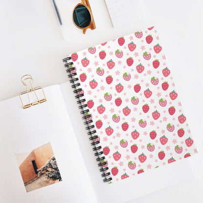 Strawberries and Daisies Spiral Notebook 6x8" - Notebook - Kristine Celestine