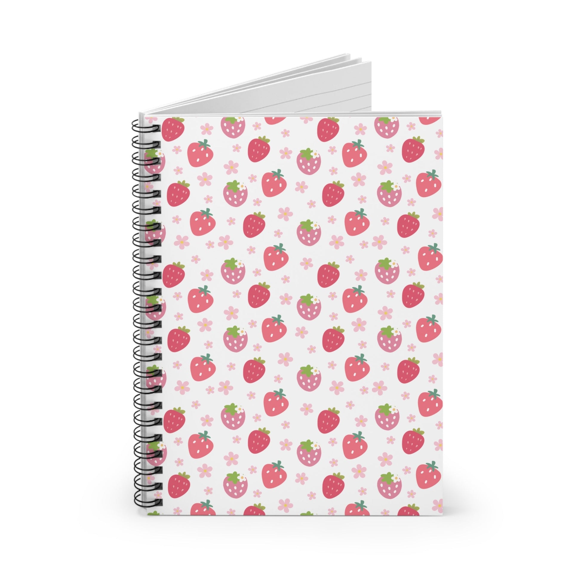 Strawberries and Daisies Spiral Notebook 6x8" - Notebook - Kristine Celestine