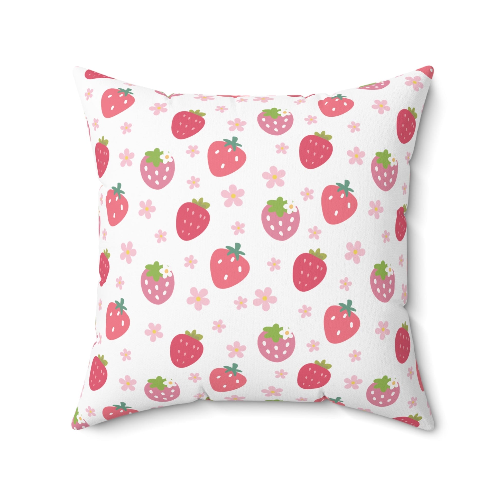 Strawberries and Daisies Square Pillow - Pillow - Kristine Celestine