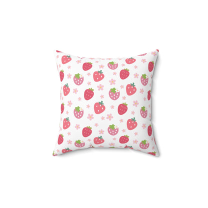 Strawberries and Daisies Square Pillow - Pillow - Kristine Celestine