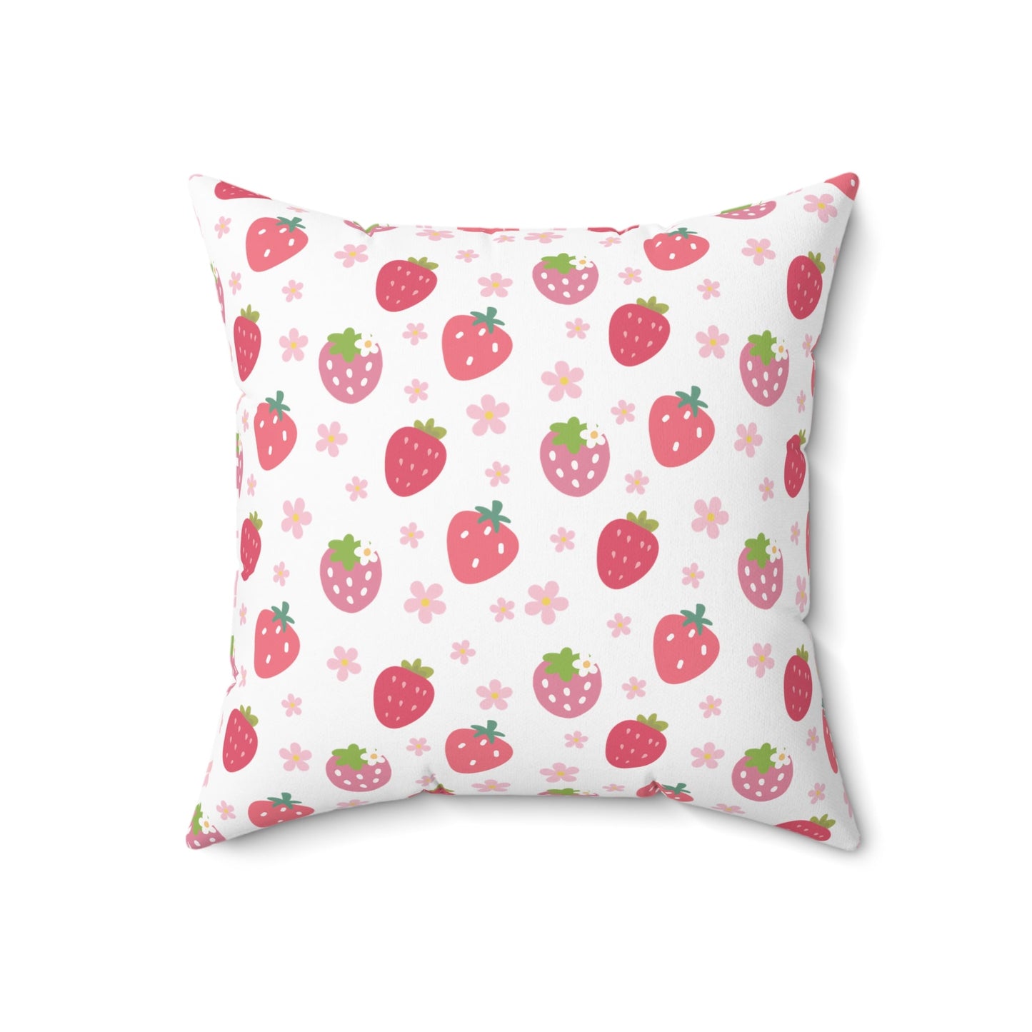 Strawberries and Daisies Square Pillow - Pillow - Kristine Celestine