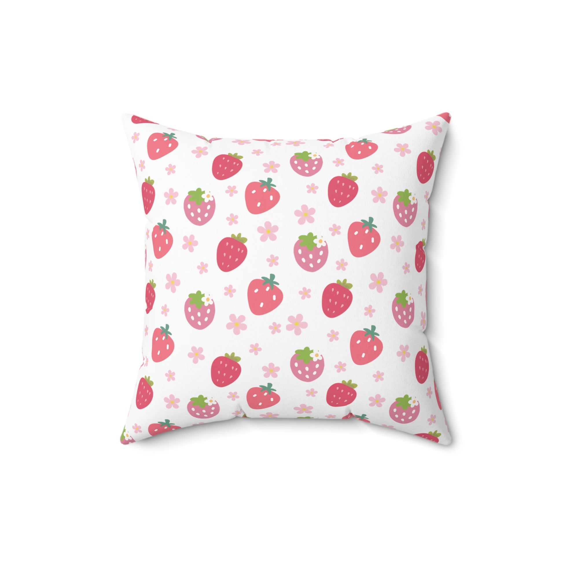 Strawberries and Daisies Square Pillow - Pillow - Kristine Celestine