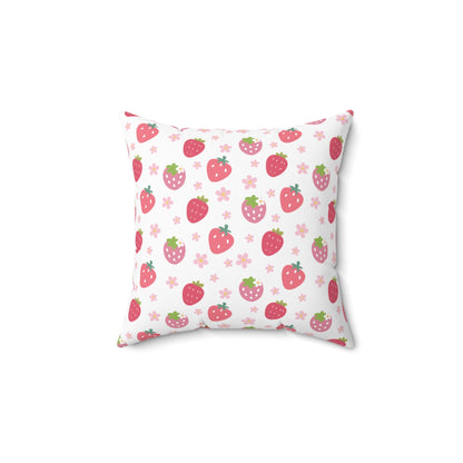 Strawberries and Daisies Square Pillow - Pillow - Kristine Celestine