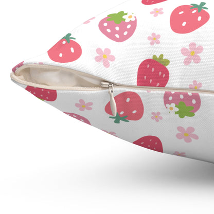 Strawberries and Daisies Square Pillow - Pillow - Kristine Celestine