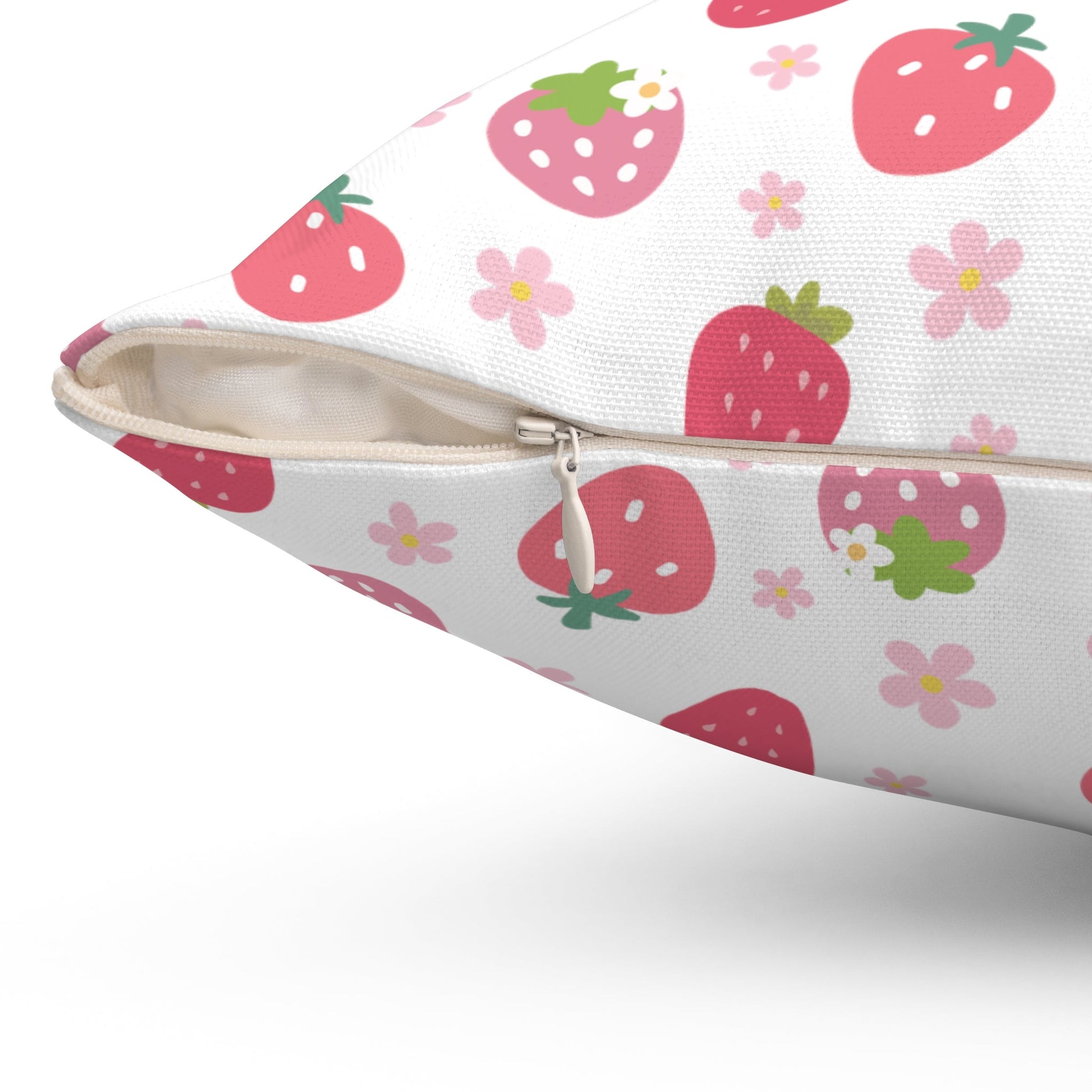 Strawberries and Daisies Square Pillow - Pillow - Kristine Celestine