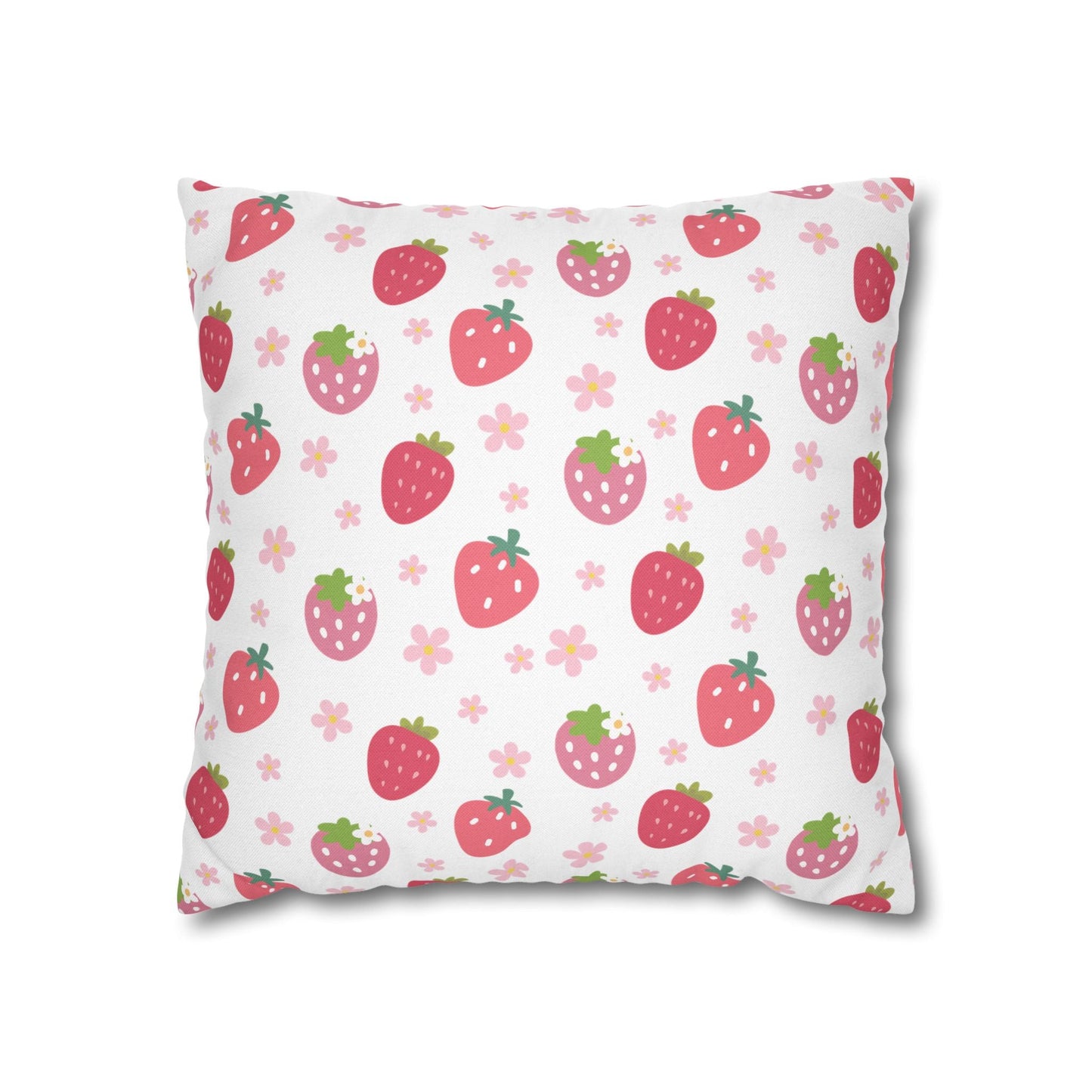 Strawberries and Daisies Square Pillowcase - Pillowcase - Kristine Celestine