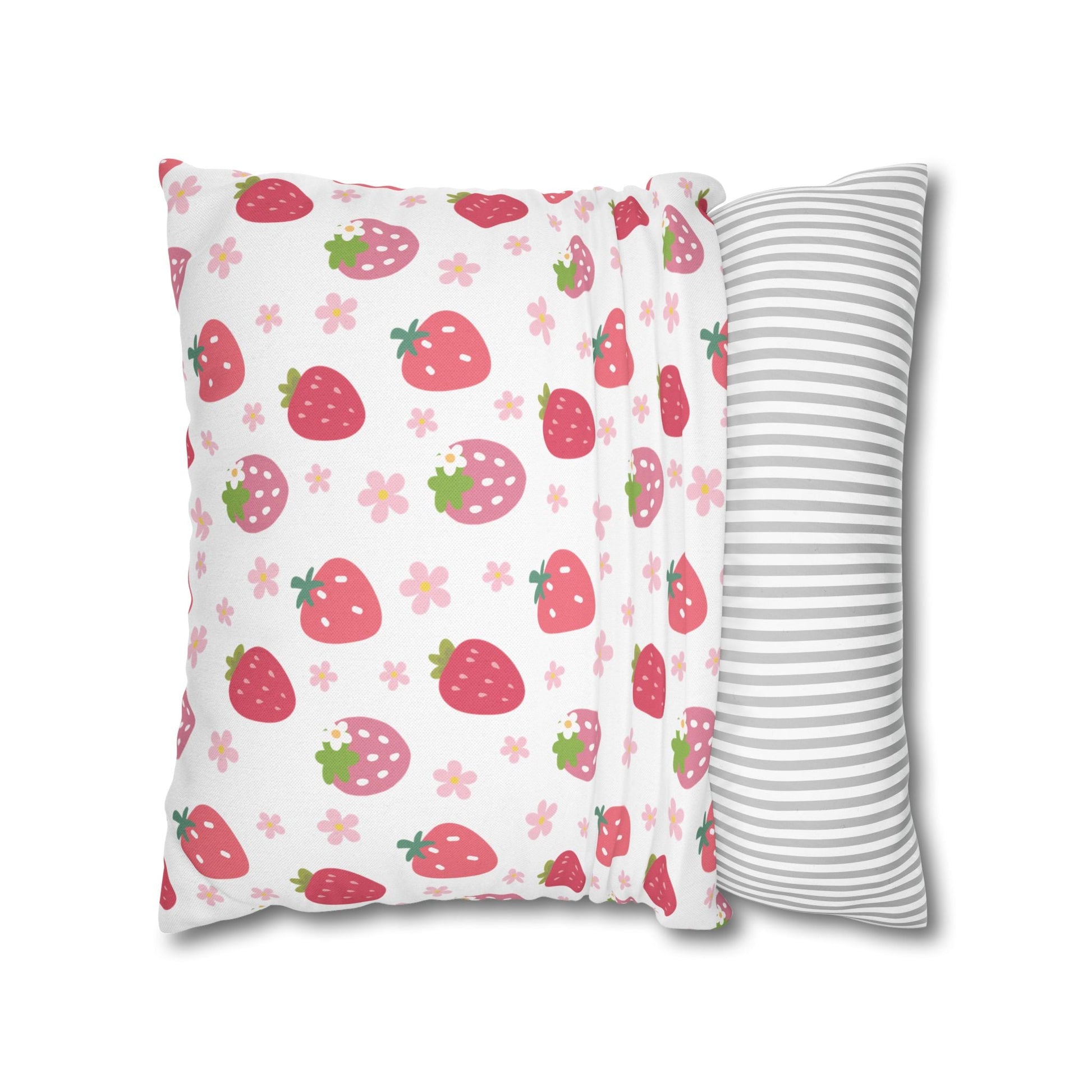 Strawberries and Daisies Square Pillowcase - Pillowcase - Kristine Celestine