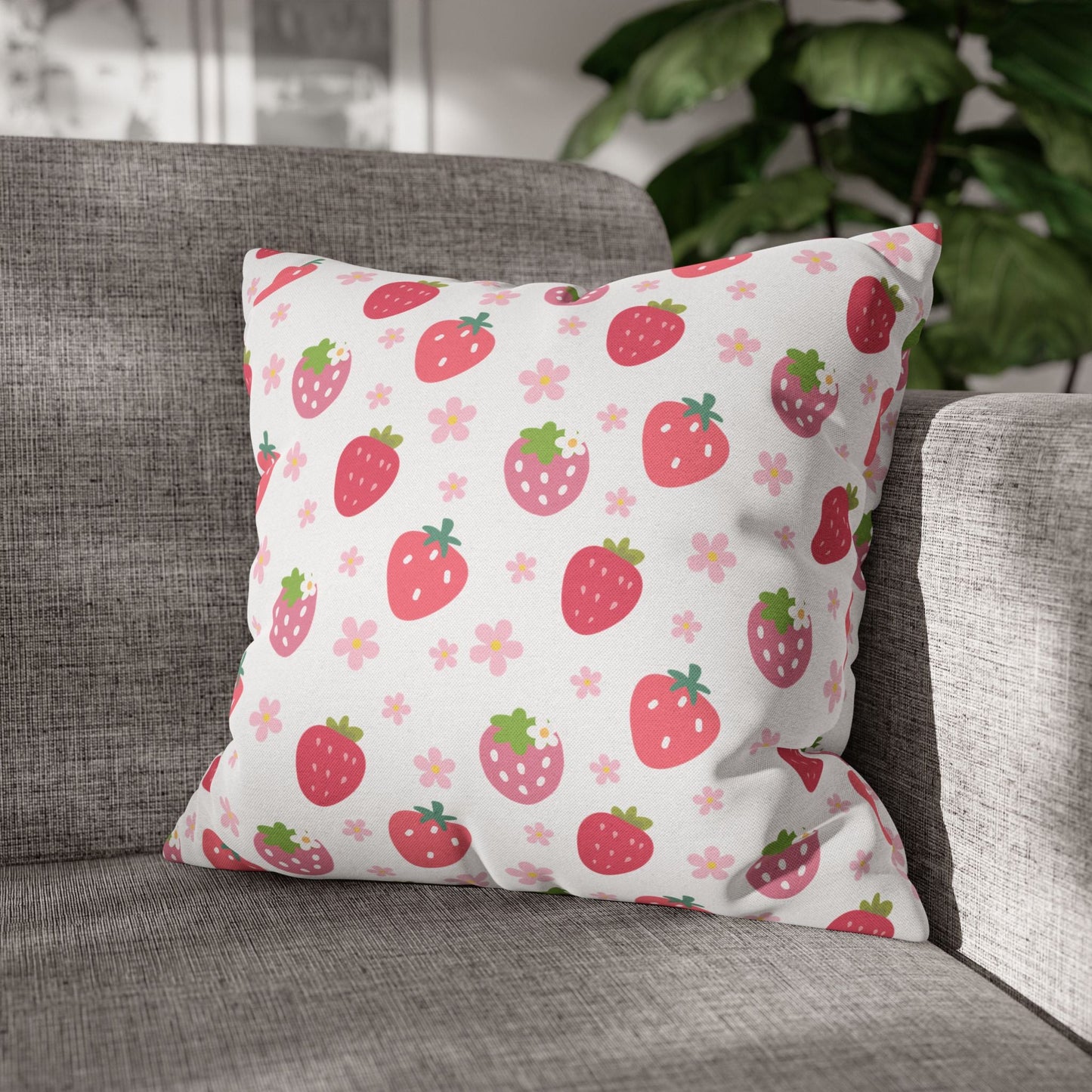 Strawberries and Daisies Square Pillowcase - Pillowcase - Kristine Celestine