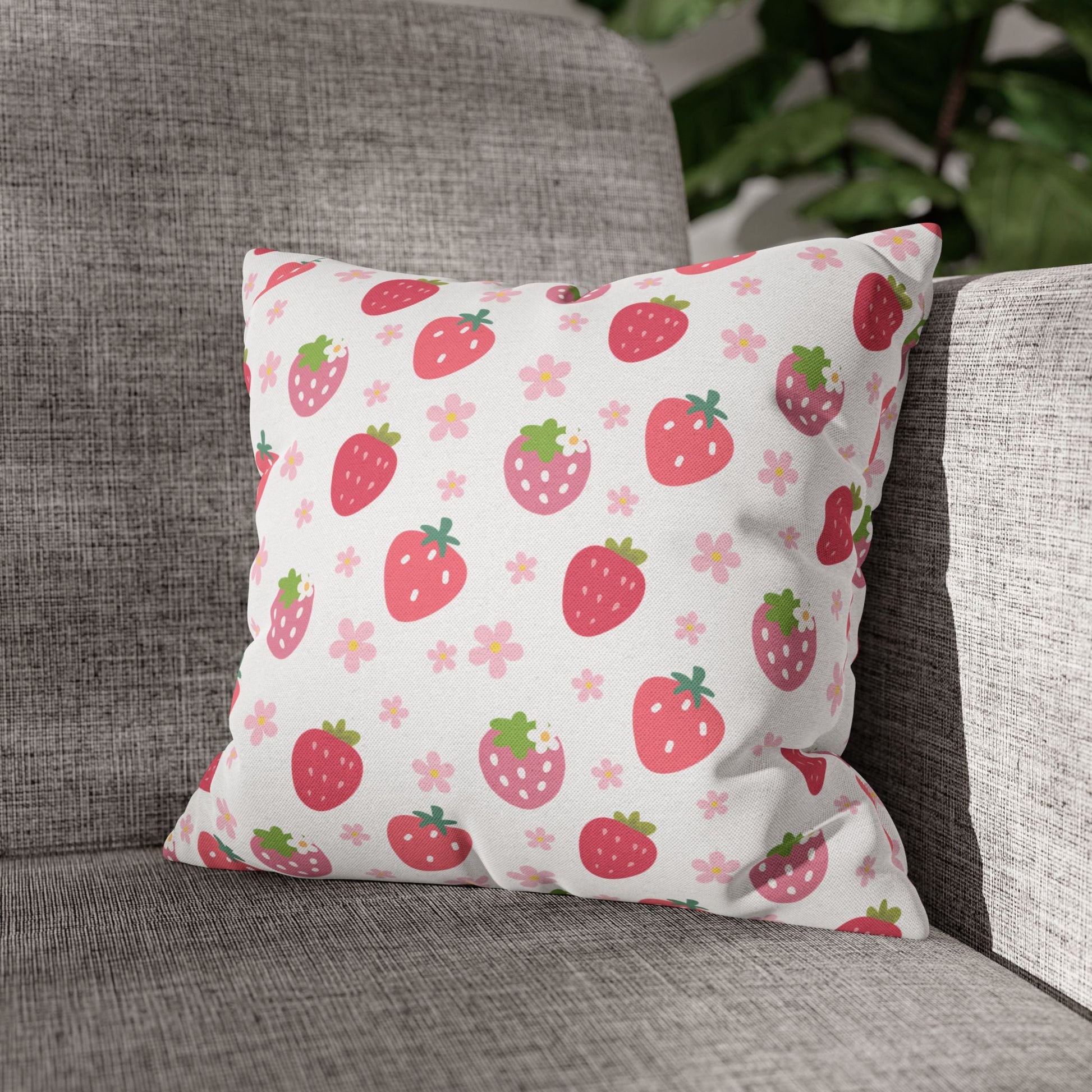 Strawberries and Daisies Square Pillowcase - Pillowcase - Kristine Celestine