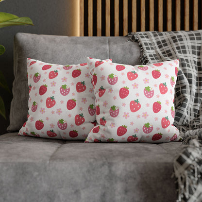 Strawberries and Daisies Square Pillowcase - Pillowcase - Kristine Celestine