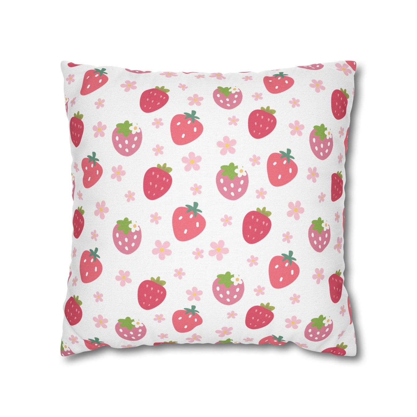 Strawberries and Daisies Square Pillowcase - Pillowcase - Kristine Celestine