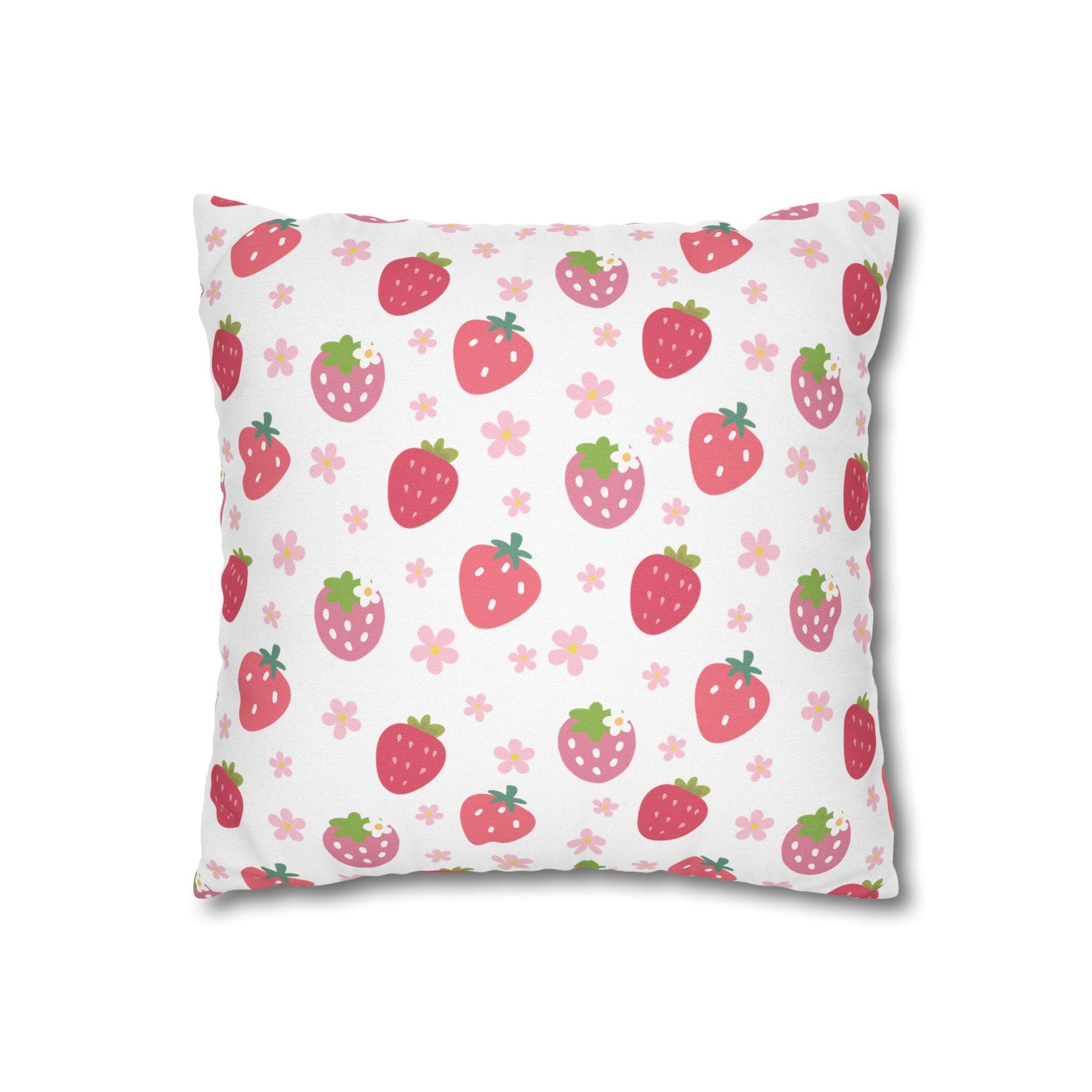 Strawberries and Daisies Square Pillowcase - Pillowcase - Kristine Celestine