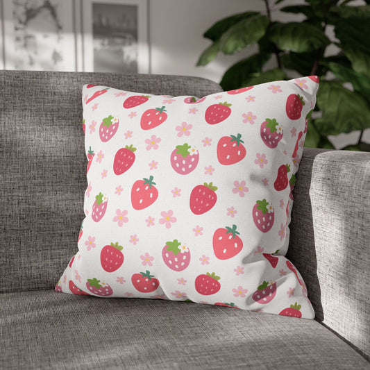 Strawberries and Daisies Square Pillowcase - Pillowcase - Kristine Celestine