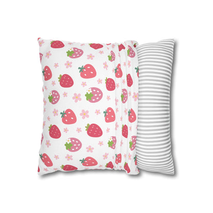 Strawberries and Daisies Square Pillowcase - Pillowcase - Kristine Celestine