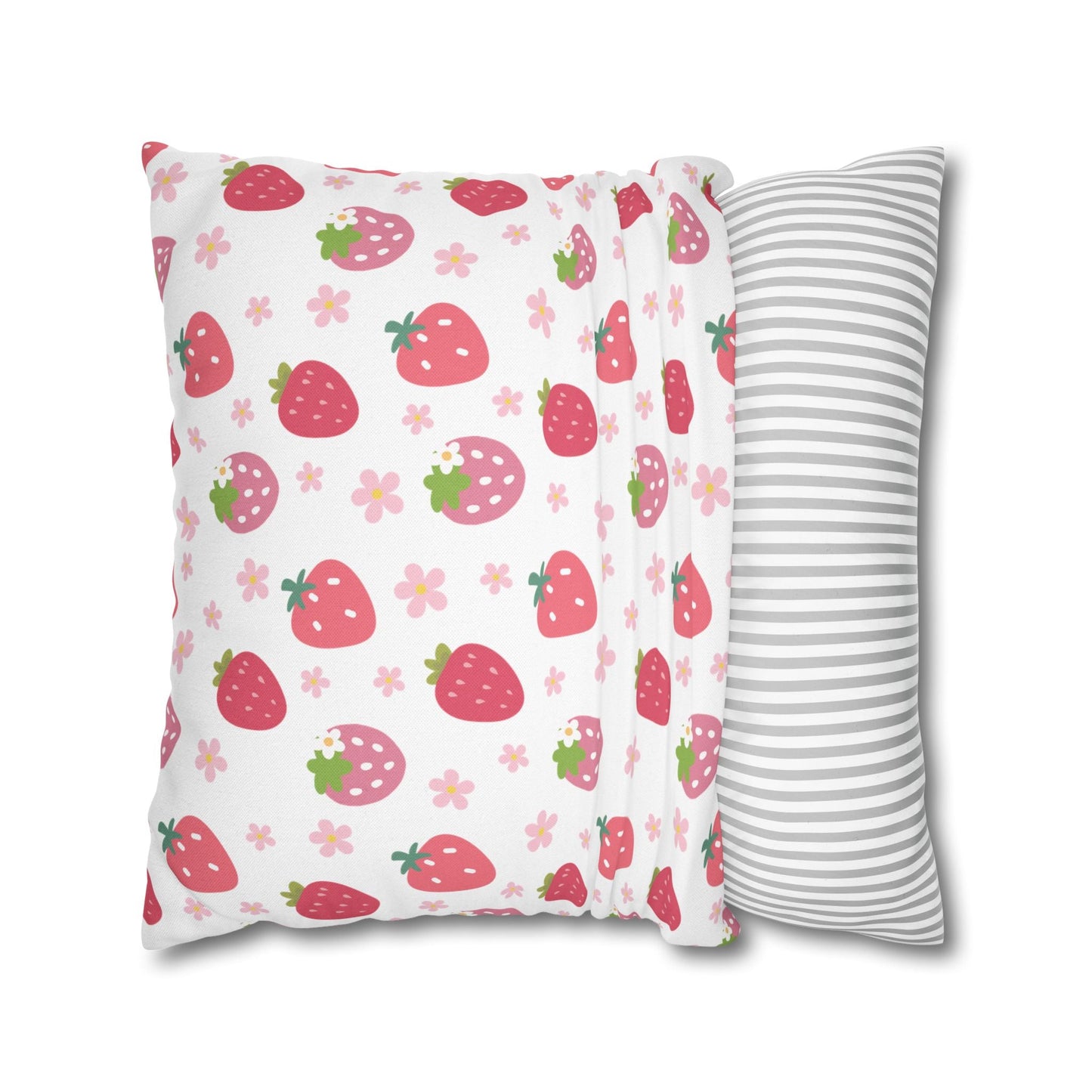 Strawberries and Daisies Square Pillowcase - Pillowcase - Kristine Celestine