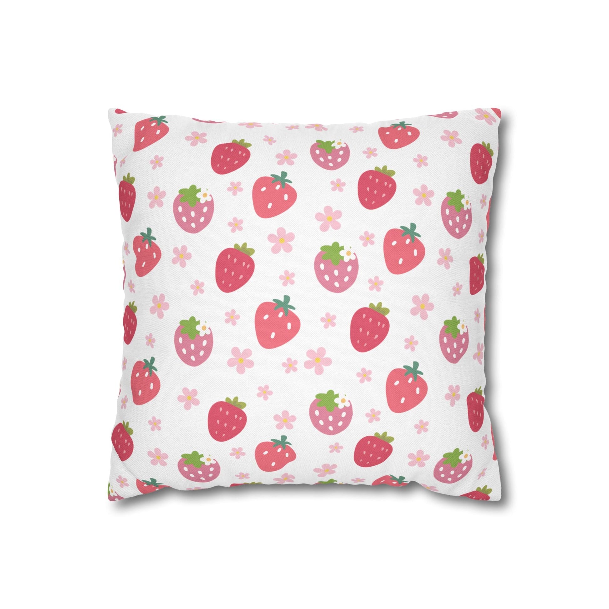 Strawberries and Daisies Square Pillowcase - Pillowcase - Kristine Celestine