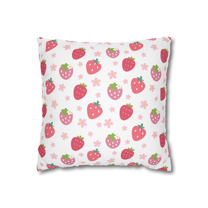 Strawberries and Daisies Square Pillowcase - Pillowcase - Kristine Celestine