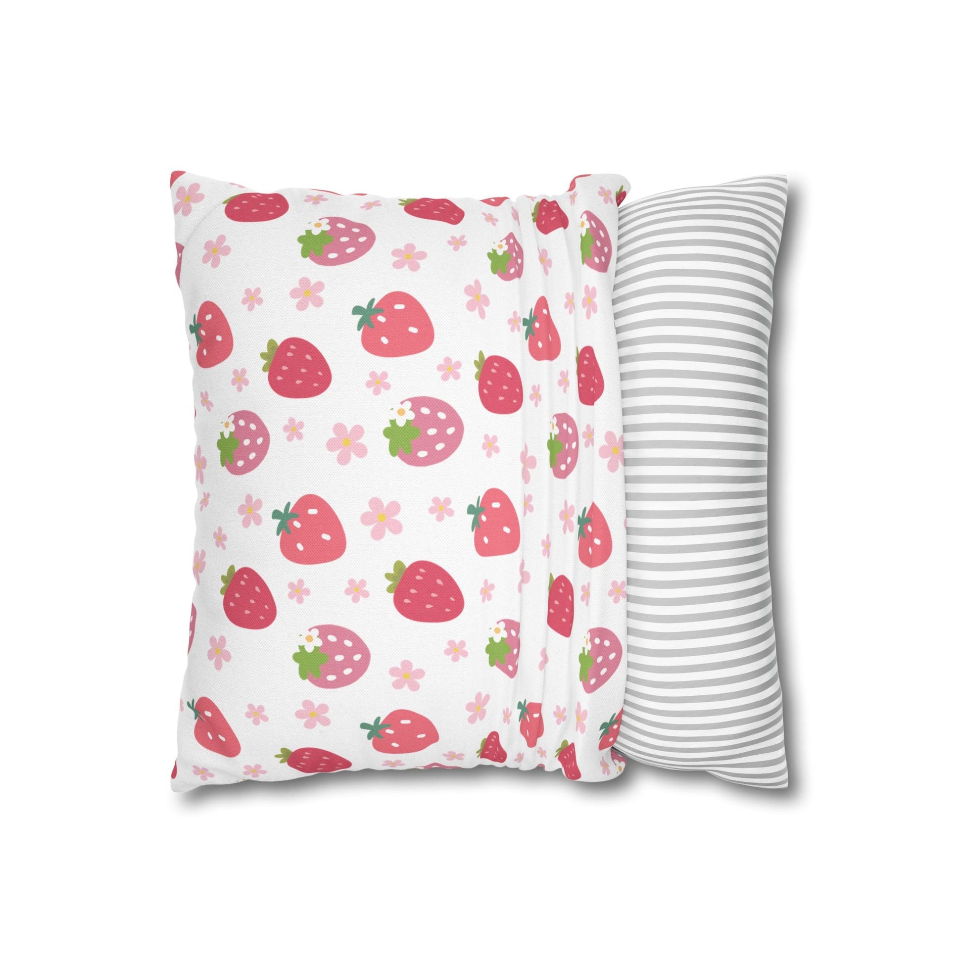 Strawberries and Daisies Square Pillowcase - Pillowcase - Kristine Celestine