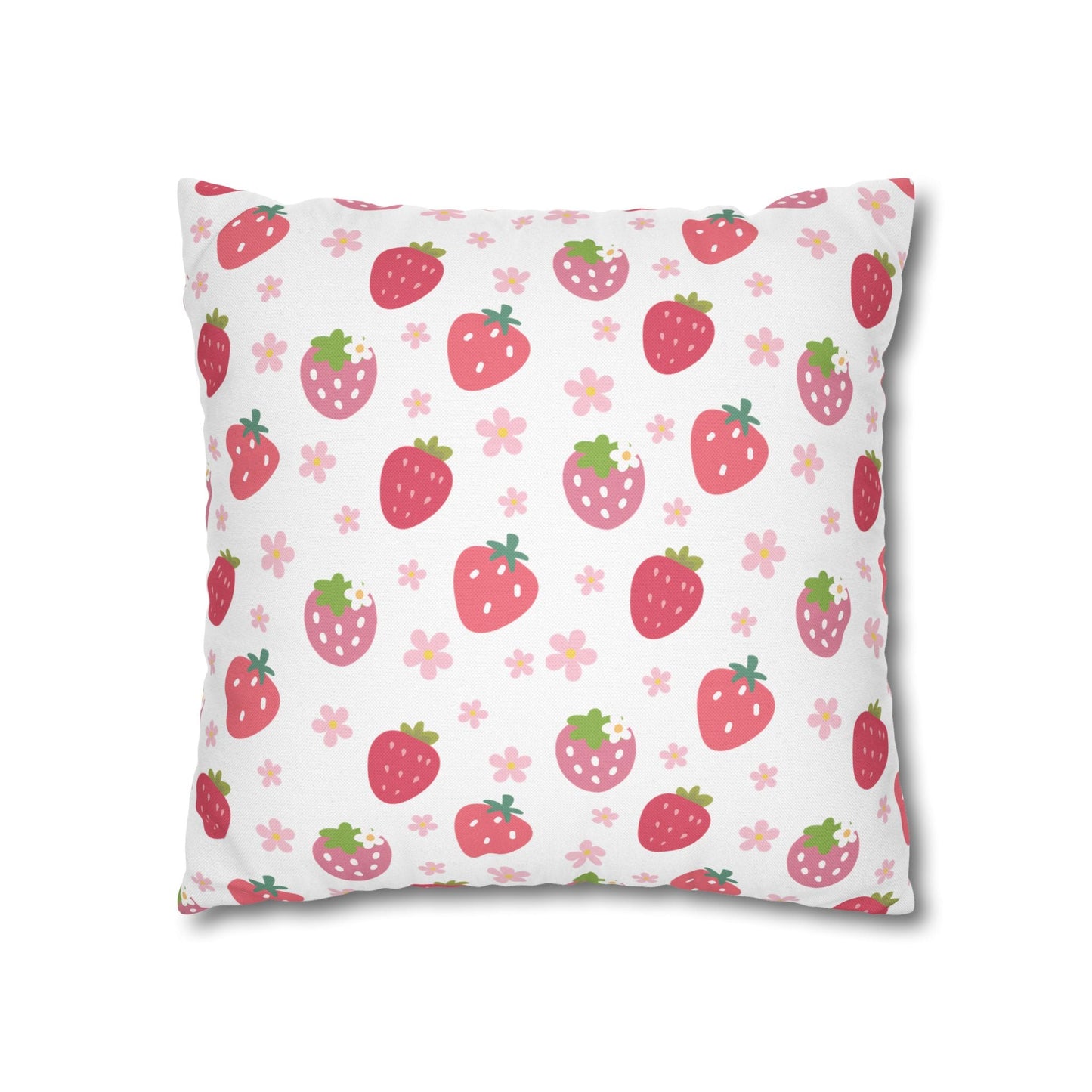 Strawberries and Daisies Square Pillowcase - Pillowcase - Kristine Celestine