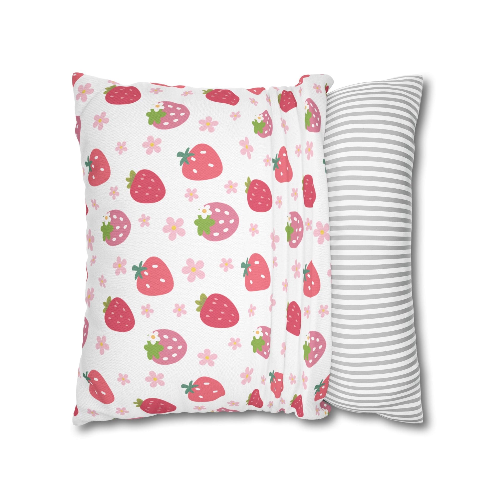 Strawberries and Daisies Square Pillowcase - Pillowcase - Kristine Celestine