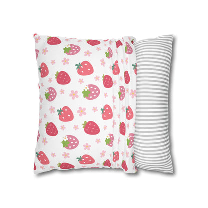 Strawberries and Daisies Square Pillowcase - Pillowcase - Kristine Celestine