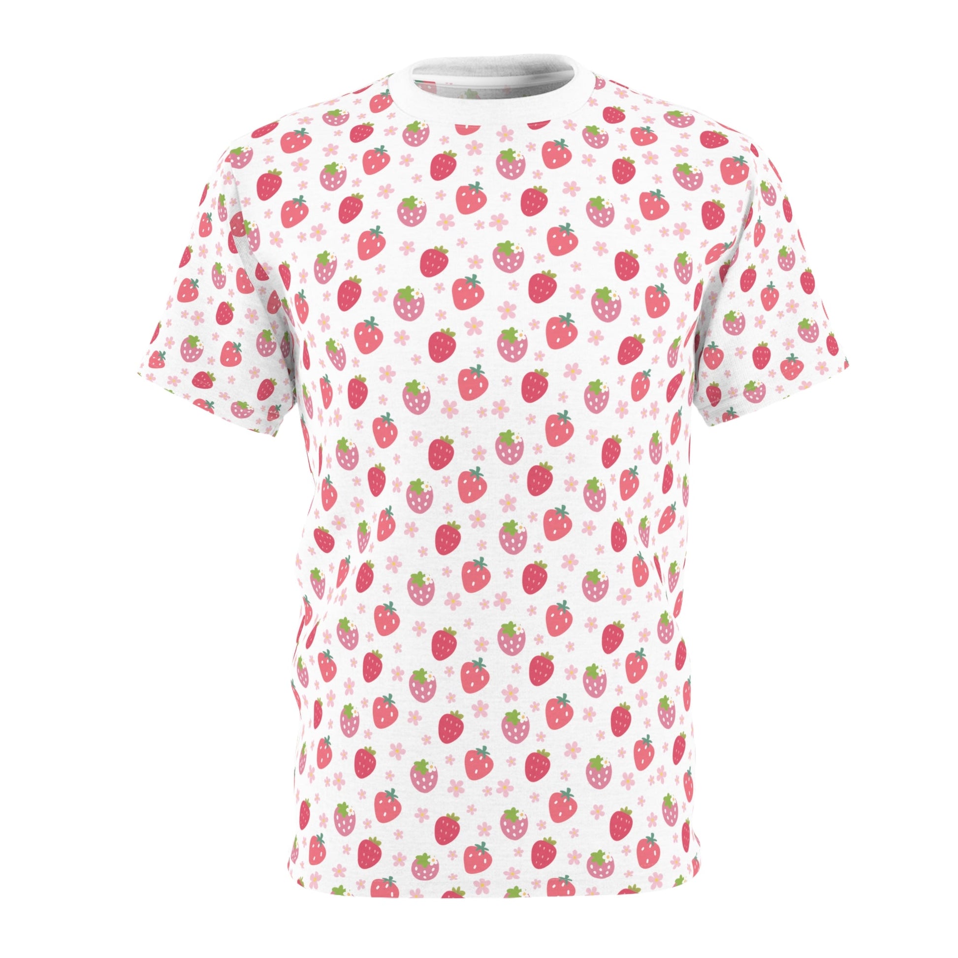 Strawberries and Daisies Patterned T - Shirt - T - Shirt - Kristine Celestine